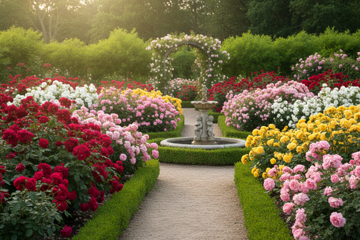 un jardin des rosiers